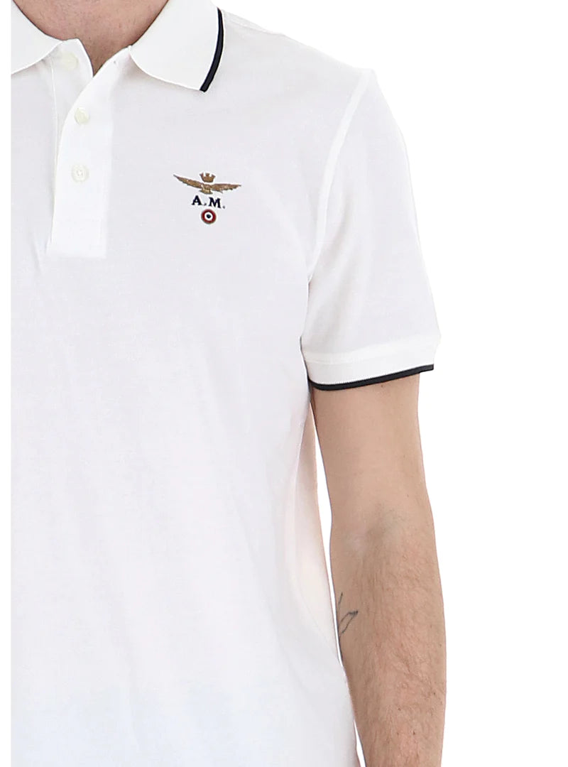 Polo Uomo Bianca Aeronautica Militare Manica Corta | Stile essenziale e classico