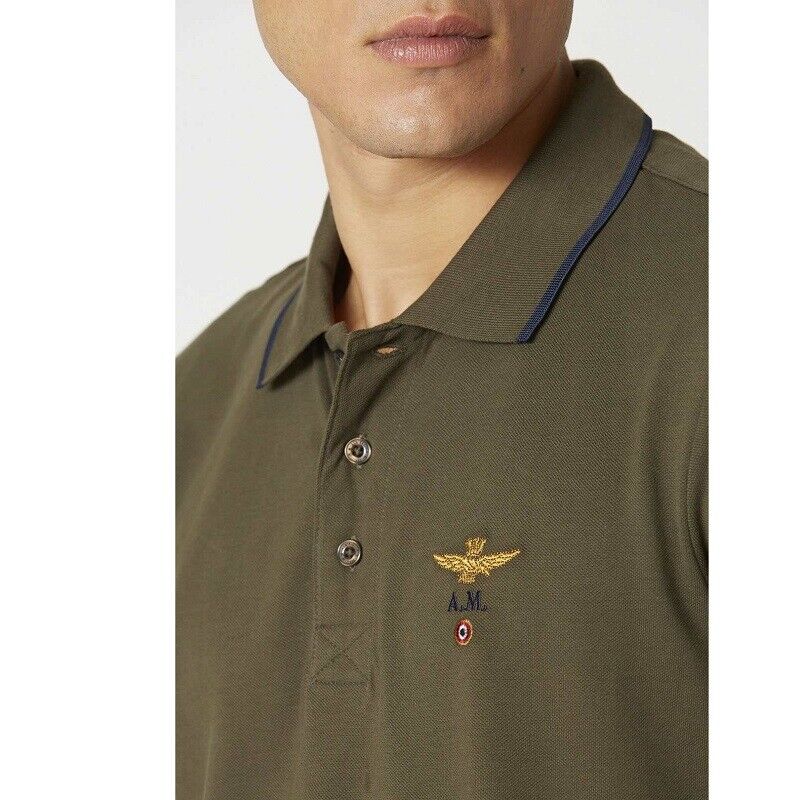 Aeronautica Militare Polo Uomo Verde Militare SC-20% Mezza Manica | Un classico senza tempo a metà prezzo