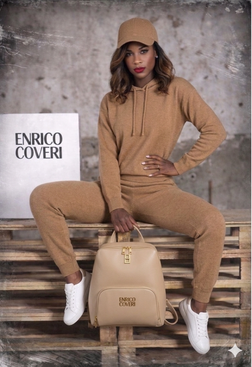 Tuta Donna in Lana Rasata - Completo Felpa con Cappuccio e Pantalone