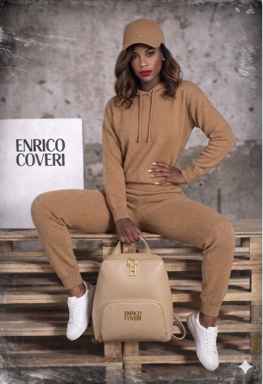 Tuta Donna in Lana Rasata - Completo Felpa con Cappuccio e Pantalone