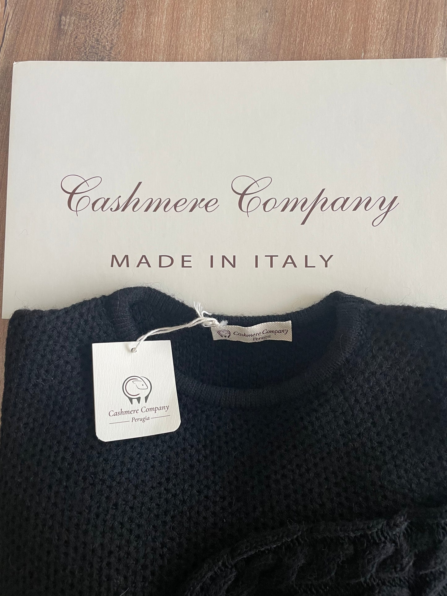 Cashmere Company maglia donna Nero girocollo punto canestro Made in Italy