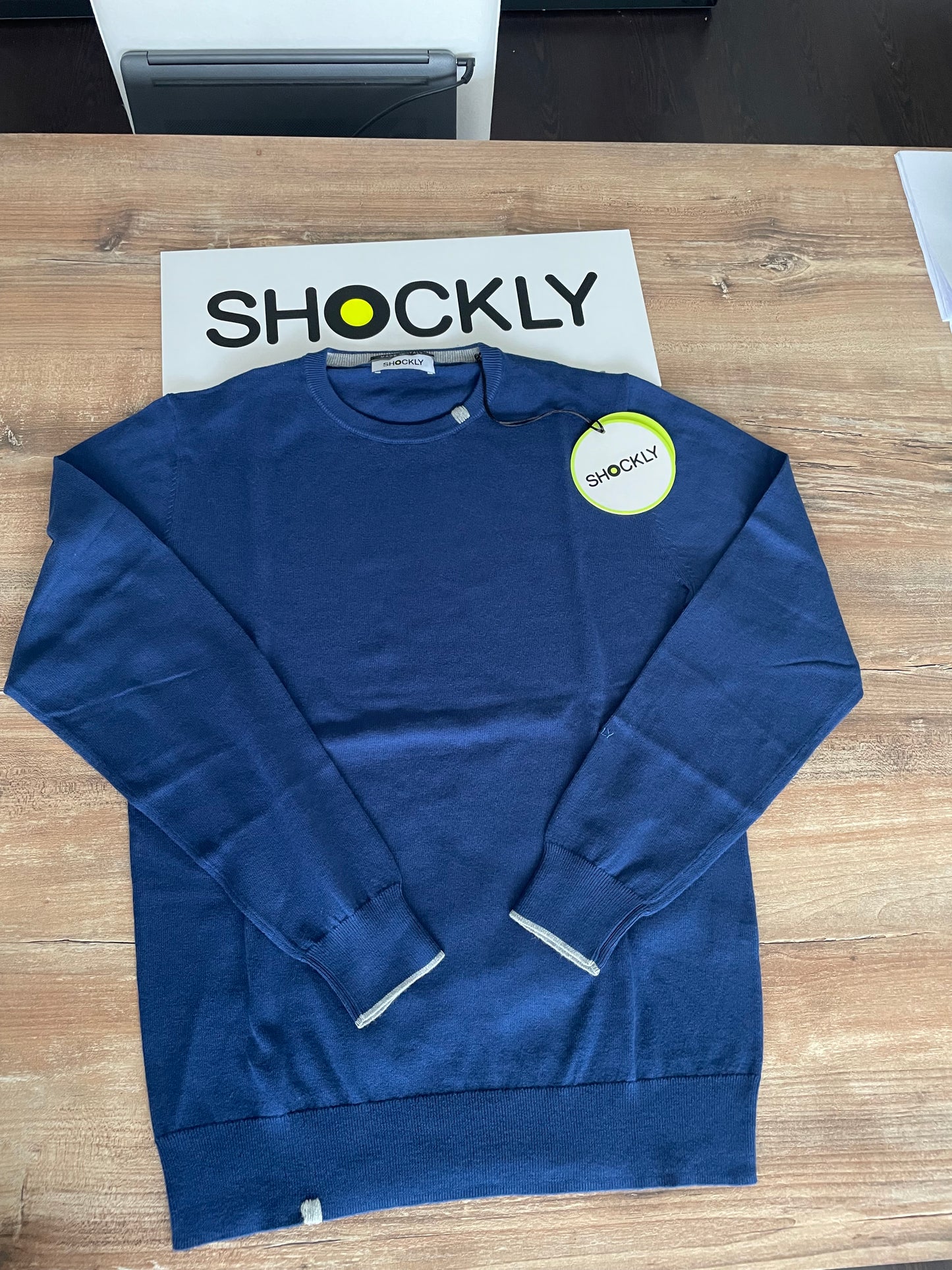 Maglia Uomo Shockly Blu jeans | Cashmere e Cotone, Girocollo, Elegante e Calda Made in Italy