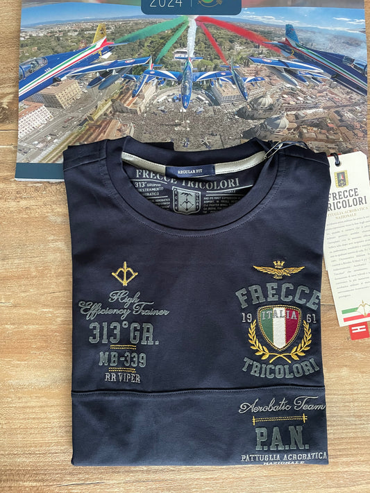 Aeronautica Militare tshirt uomo blu Frecce Tricolori PAN manica lunga