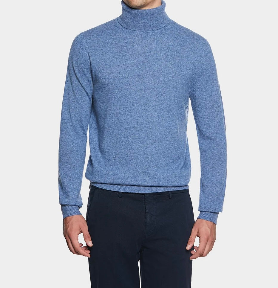 Cashmere Company maglia uomo azzurro dolcevita Cashmere Lana Seta