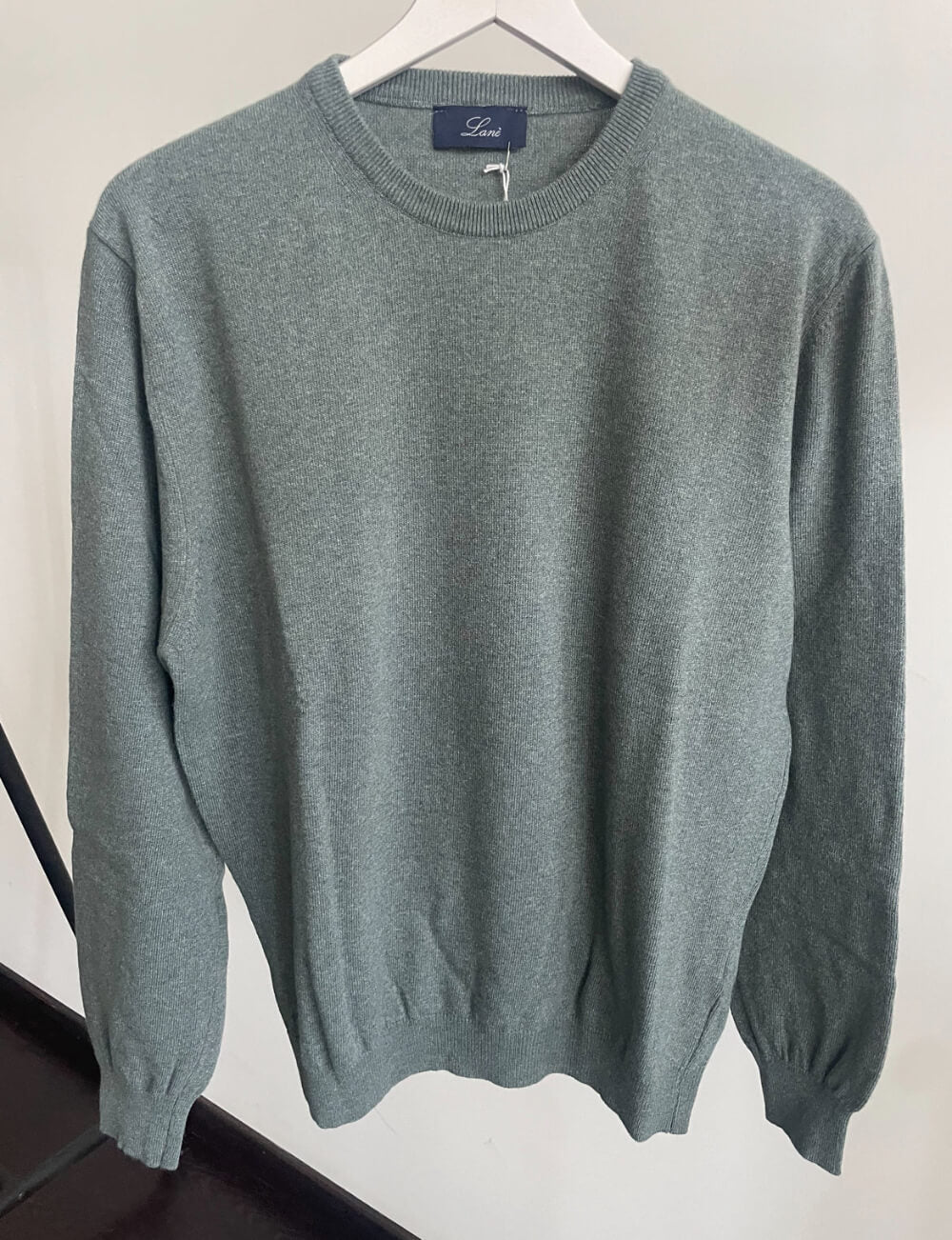 Lanè maglia uomo verde salvia girocollo Cashmere e Lana Made in Italy