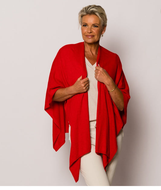 Cashmere Company scialle rosso stola donna sciarpa grande Cashmere e lana