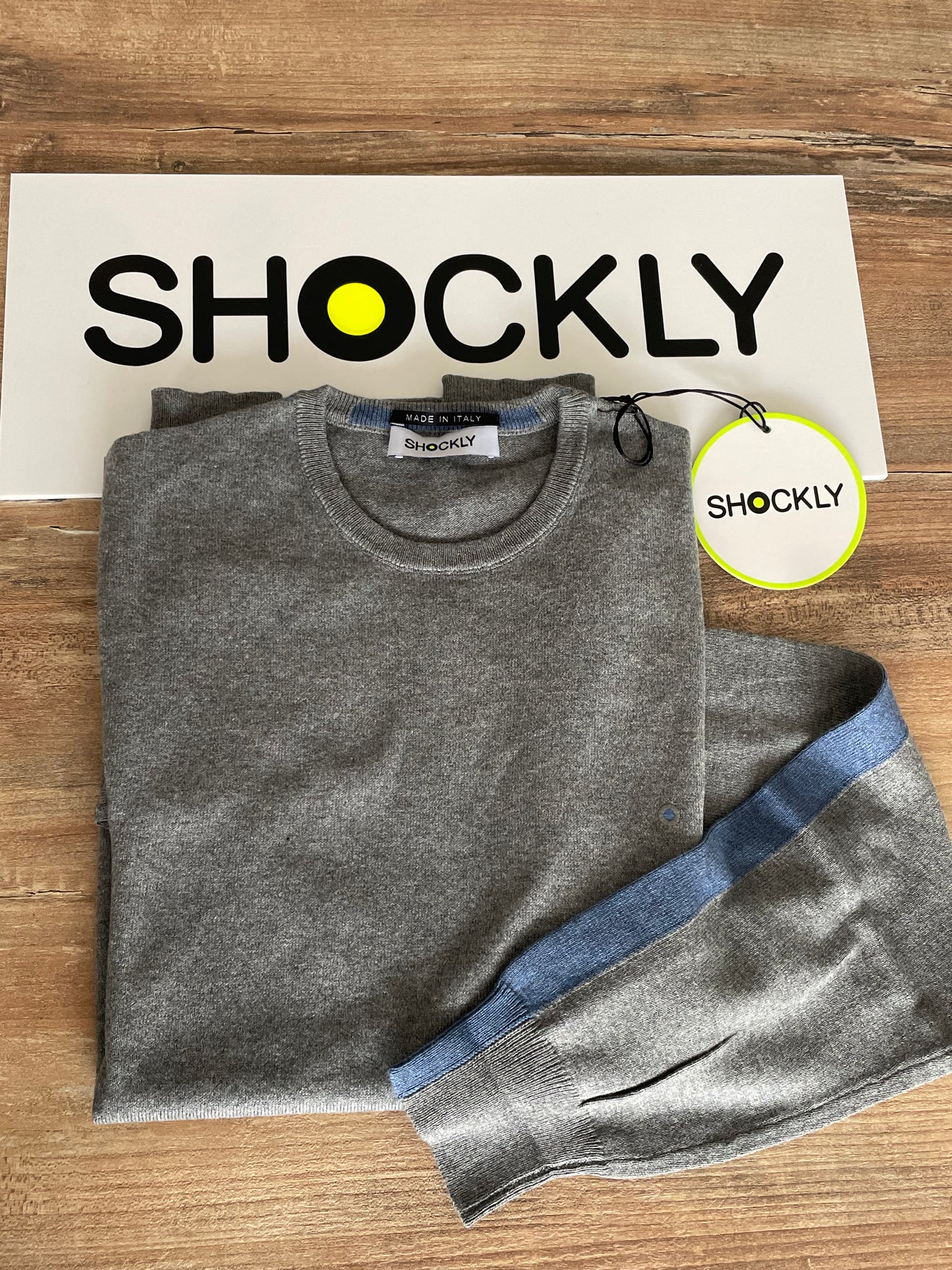 Maglia Uomo Shockly Grigio | Cashmere e Cotone, Girocollo, Elegante e Calda Made in Italy