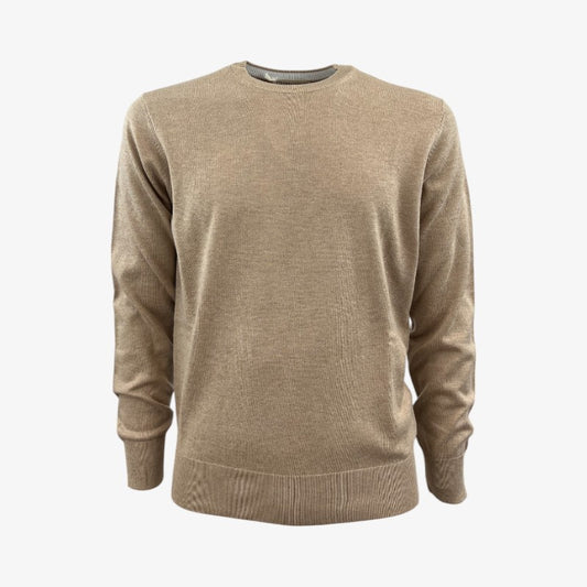 Cashmere Company maglia uomo beige sabbia girocollo Cashmere e lana