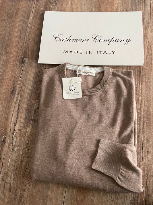 Cashmere Company maglia uomo beige sabbia girocollo Cashmere e lana