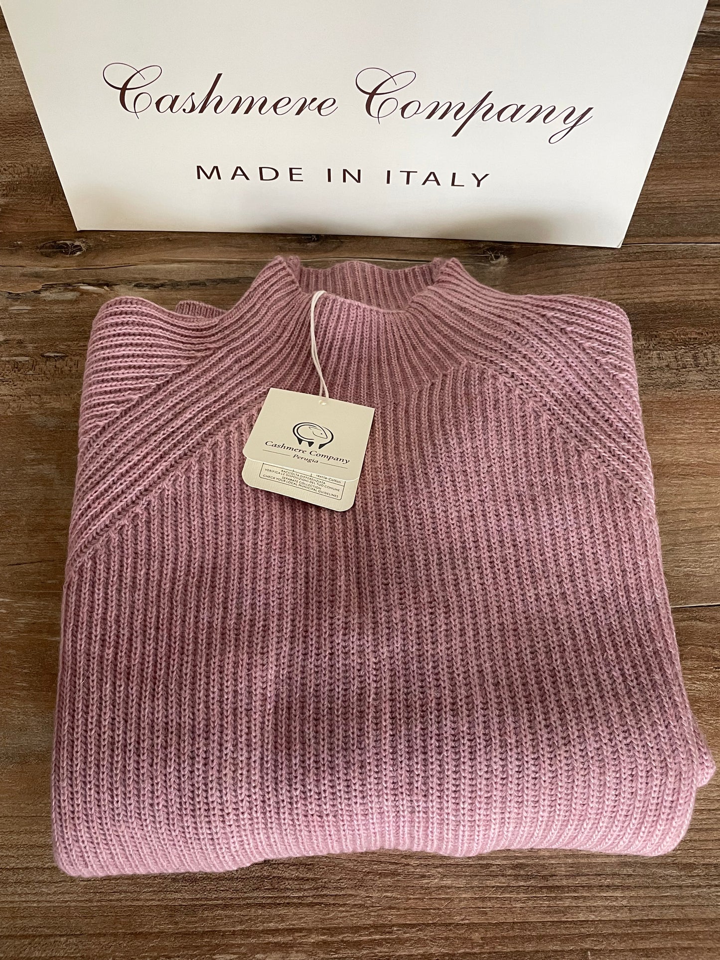 Cashmere Company maglia donna lana e alpaca rosa  dolcevita Costa Inglese Made in Italy