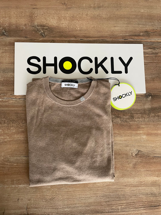 Maglia Uomo Shockly Beige sabbia | Cashmere e Cotone, Girocollo, Elegante e Calda Made in Italy