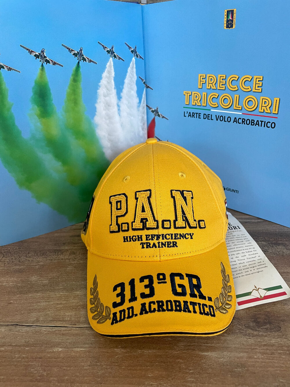 Aeronautica Militare cappello Uomo giallo Frecce Tricolori berretto con visiera, in cotone , regolabile