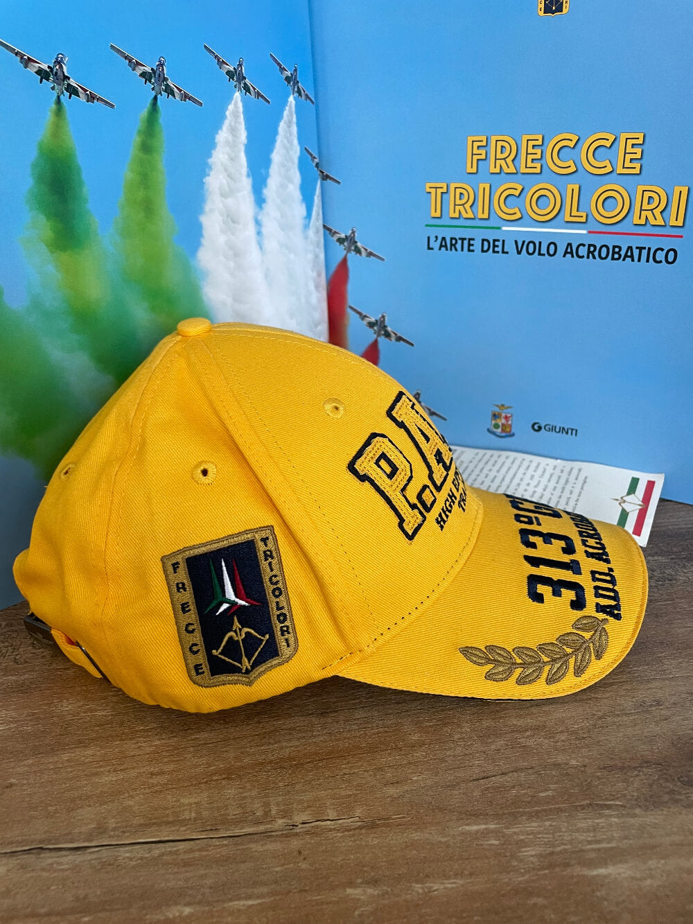 Aeronautica Militare cappello Uomo giallo Frecce Tricolori berretto con visiera, in cotone, visiera, regolabile, 