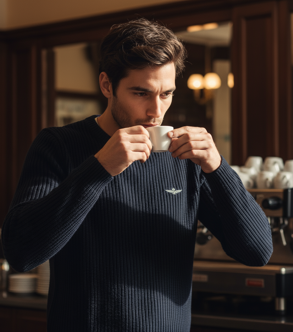 Aeronautica Militare maglia uomo blu costa inglese