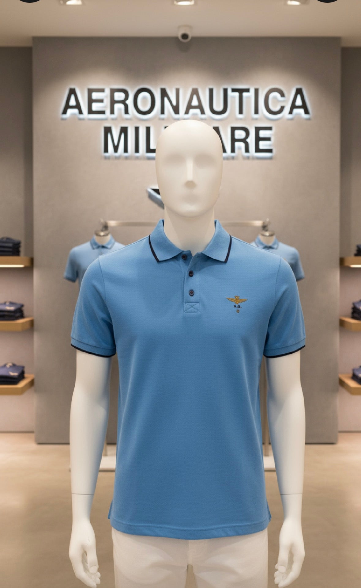 Aeronautica Militare polo uomo azzurro cotone  Manica corta 