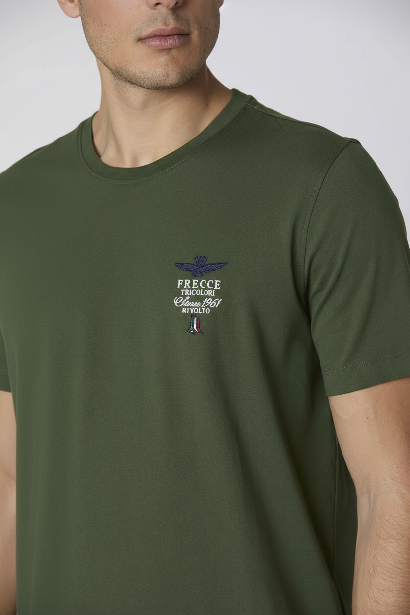 Aeronautica Militare t-shirt uomo verde Frecce Tricolori, girocollo manica corta , cotone