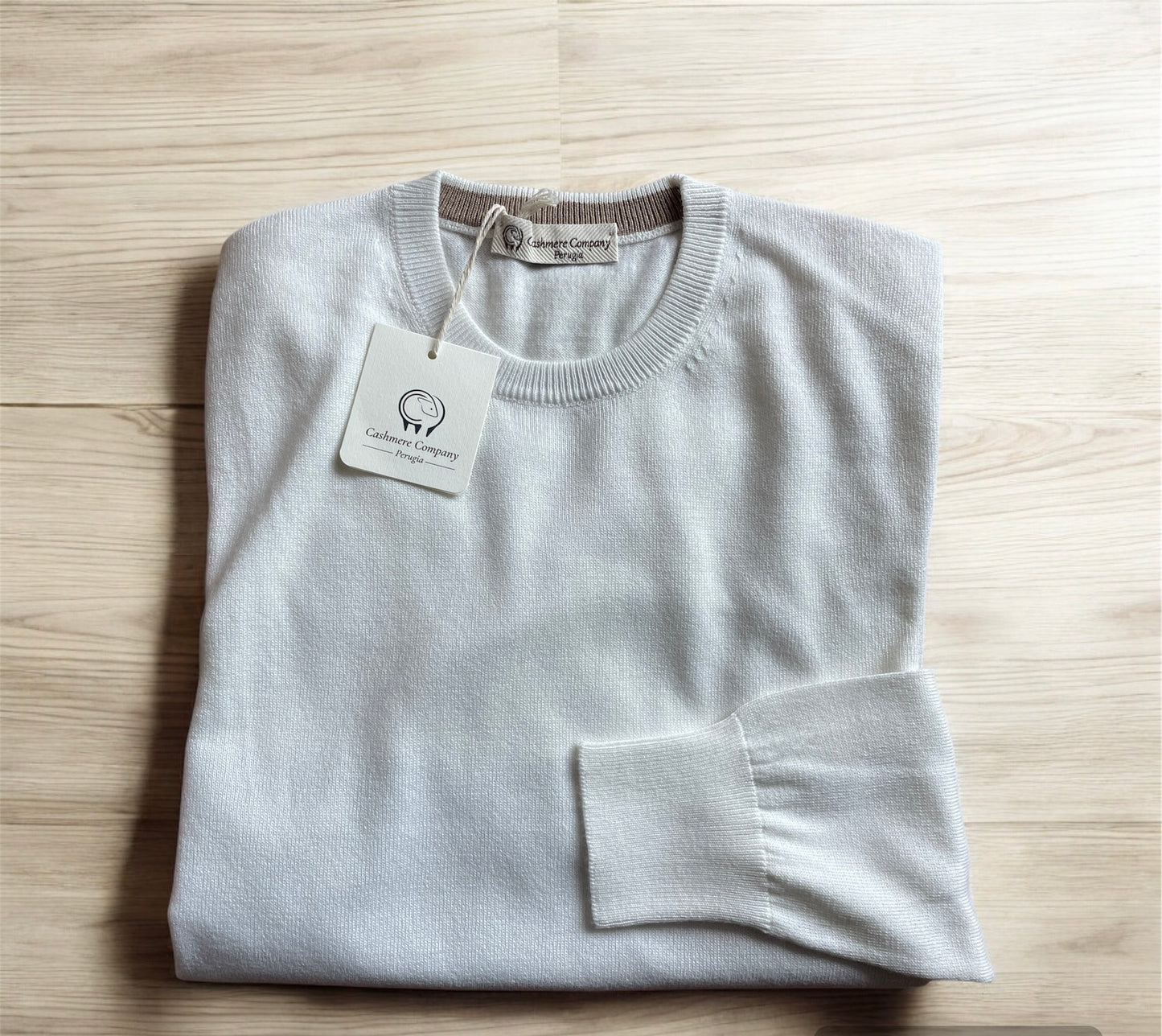 Cashmere Company maglia uomo bianco panna lana Cashmere seta