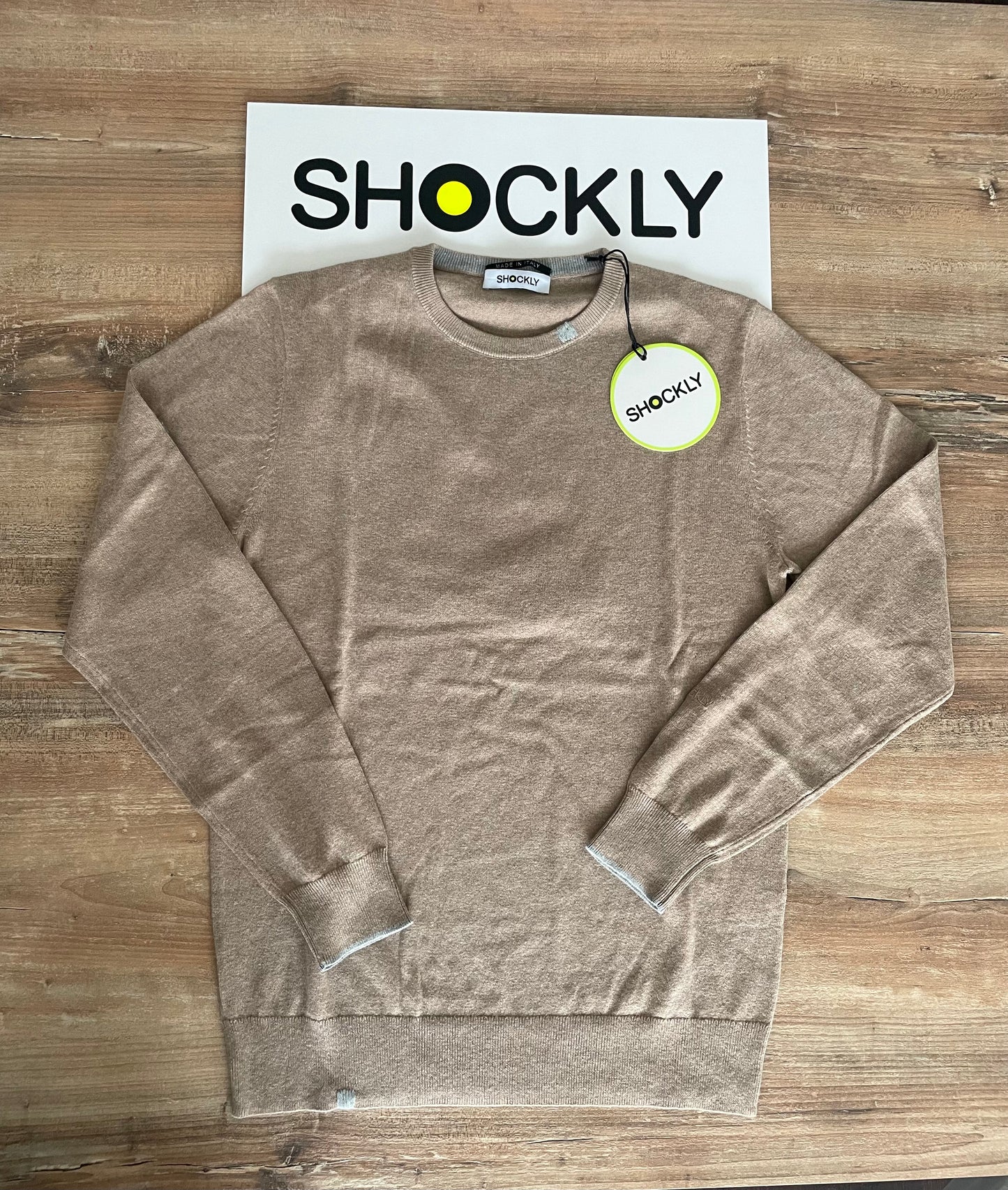 Maglia Uomo Shockly Beige sabbia | Cashmere e Cotone, Girocollo, Elegante e Calda Made in Italy