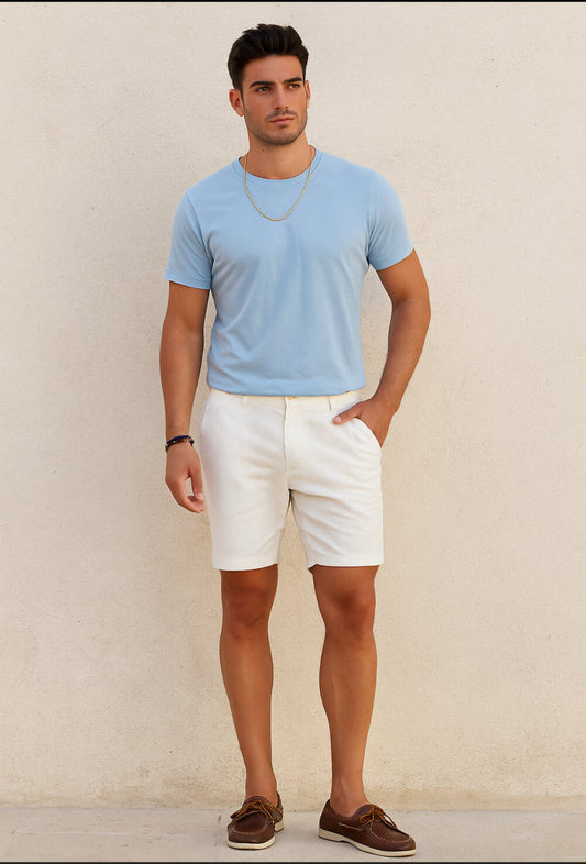 Bermuda uomo bianco shorts cotone Uniform , pantaloncini estivi in cotone per le calde sere d'estate 