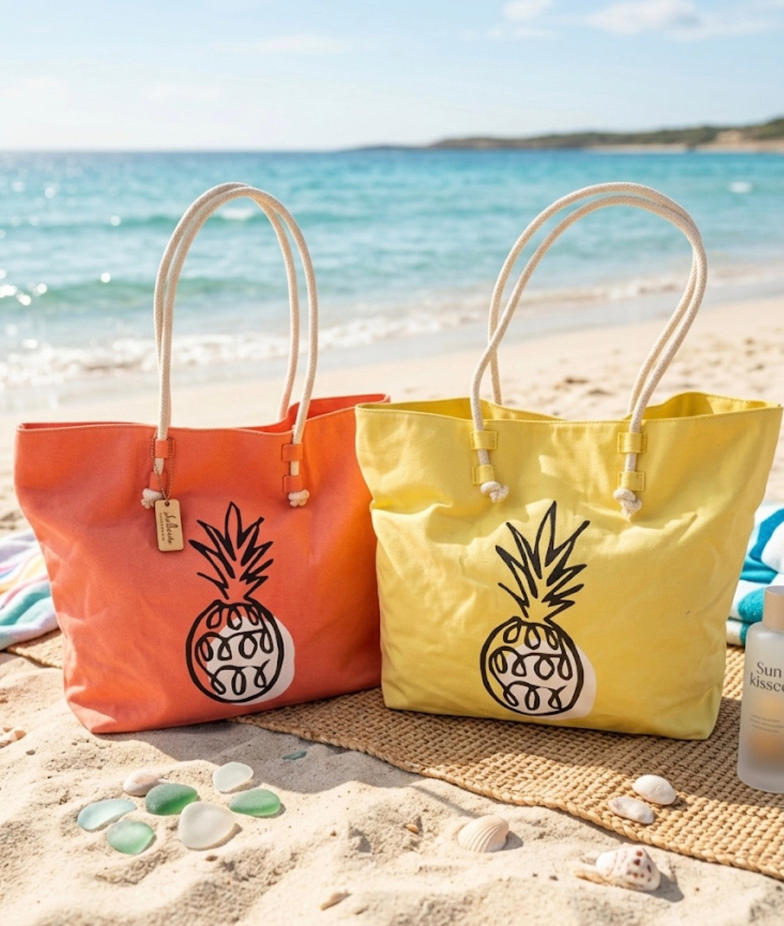 Borsa da Mare Paez in Tela con Stampa Ananas - Collezione Estate