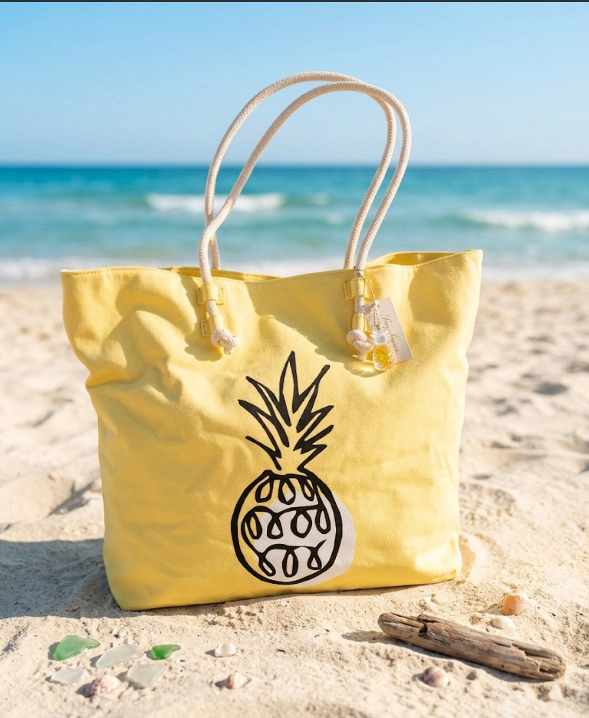 Borsa da Mare Paez in Tela con Stampa Ananas - Collezione Estate