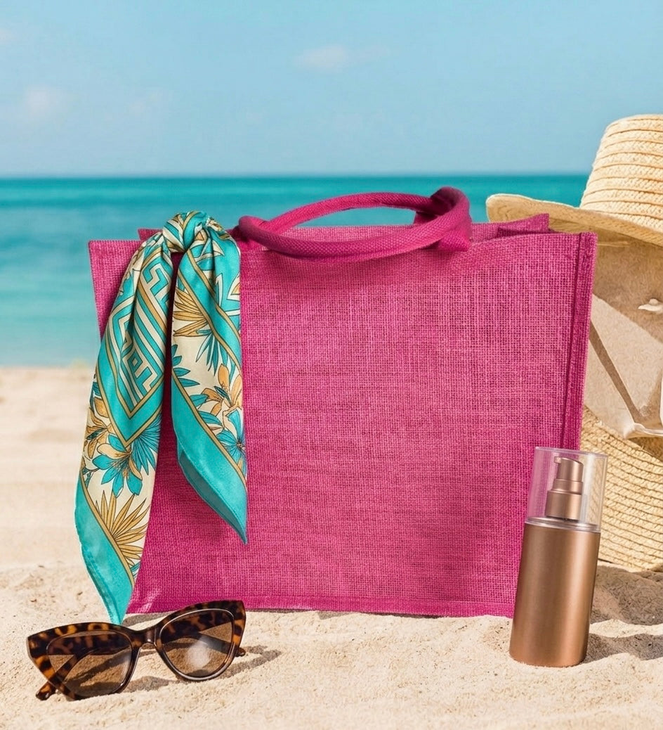 Borsa mare grande spiaggia in tela juta con manico