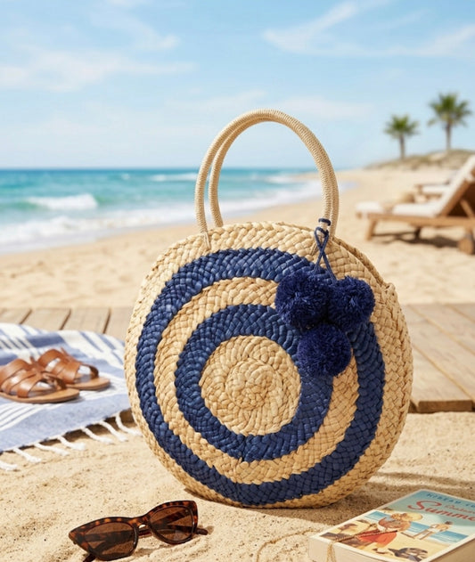 Borsa Mare Rotonda in Paglia Intrecciata PAEZ