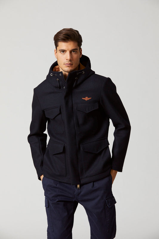 Aeronautica Militare Cappotto Uomo Blu SC-20% in Lana | Caldo e stiloso per l'inverno