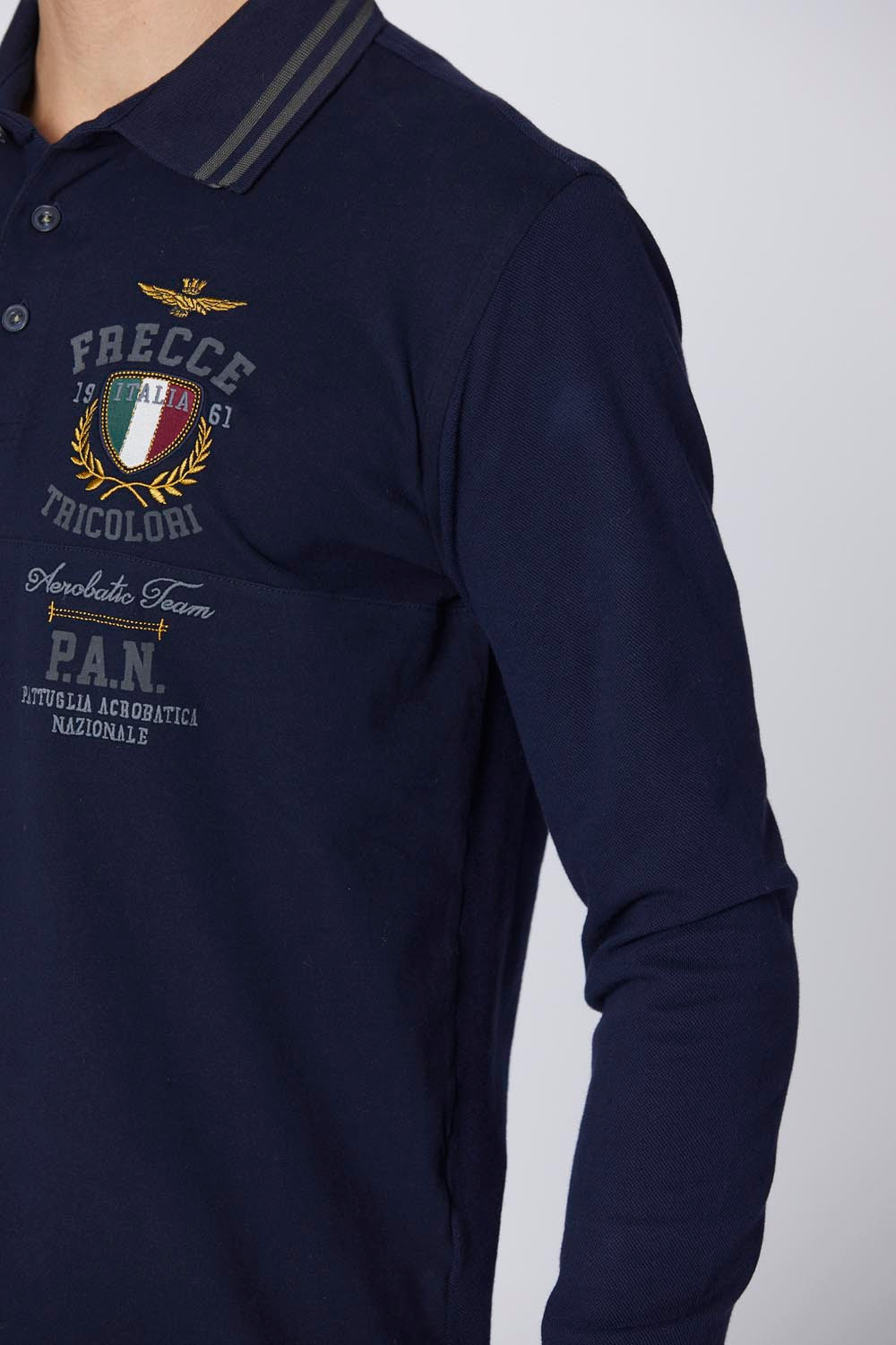 Aeronautica Militare Polo uomo blu Frecce Tricolori PAN manica lunga