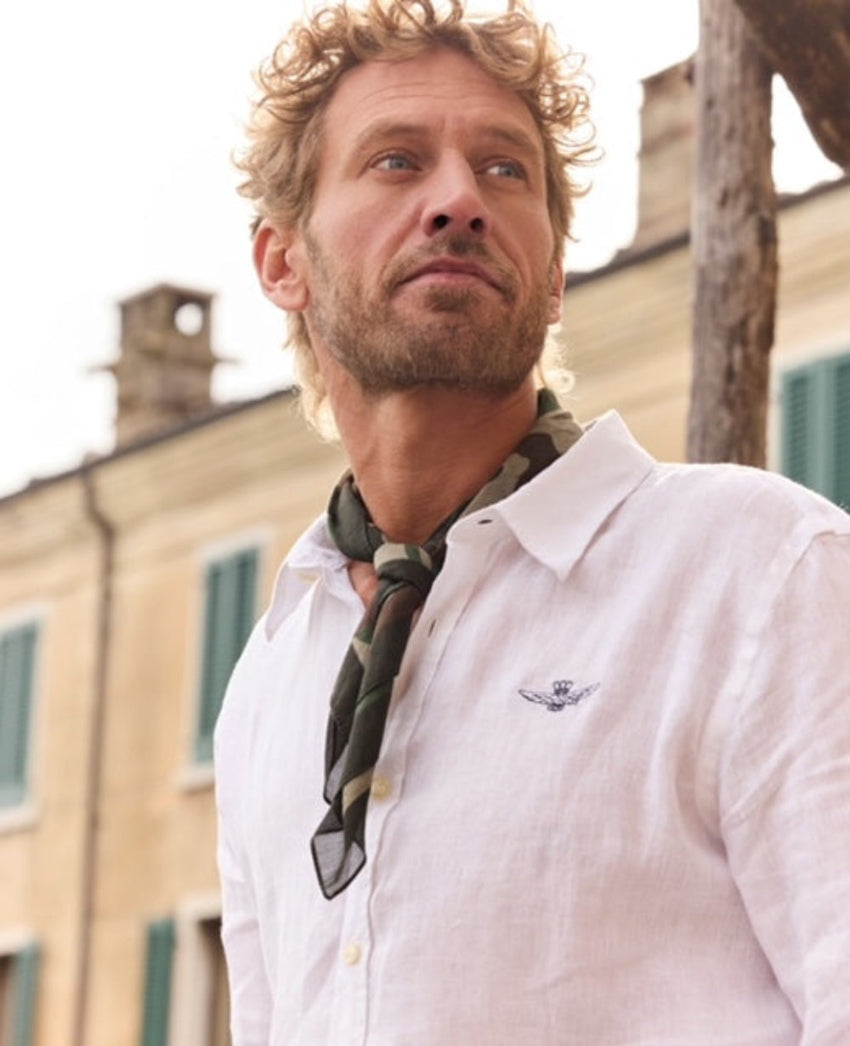 Camicia uomo bianca Aeronautica Militare manica lunga cotone
