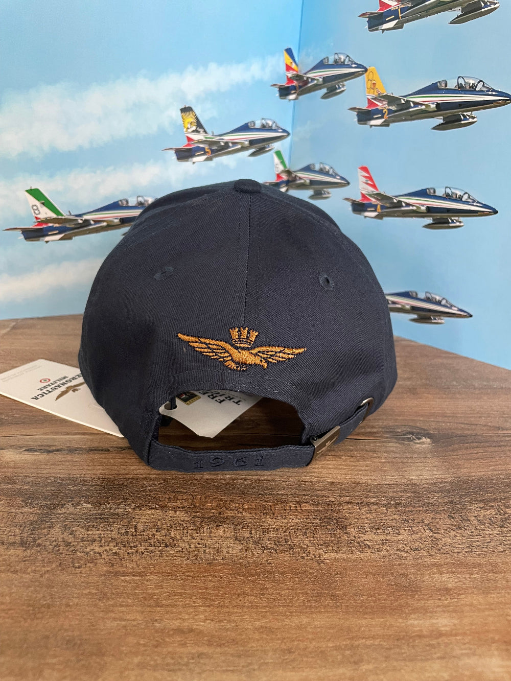 Cappello militare uomo blu Aeronautica Militare Frecce Tricolori cotone premium Made in Italy