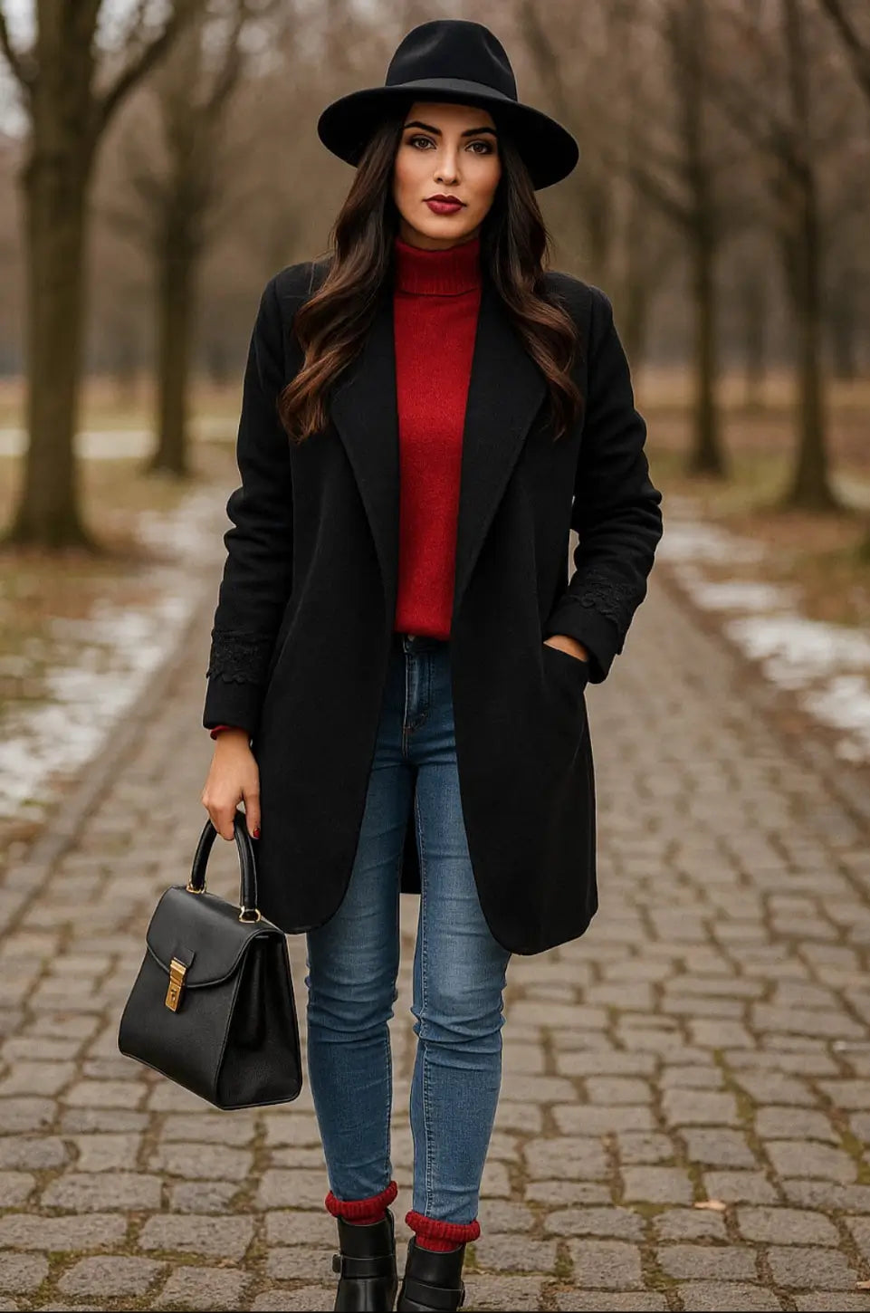 Cappotto Donna Cashmere Company colore nero lana e Cashmere Made in Italy