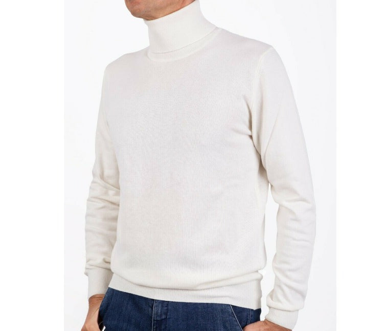 Cashmere Company maglia dolcevita uomo bianco panna lana e Cashmere