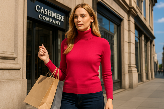 Cashmere Company dolcevita donna fuxia lana e cashmere Made in Italy