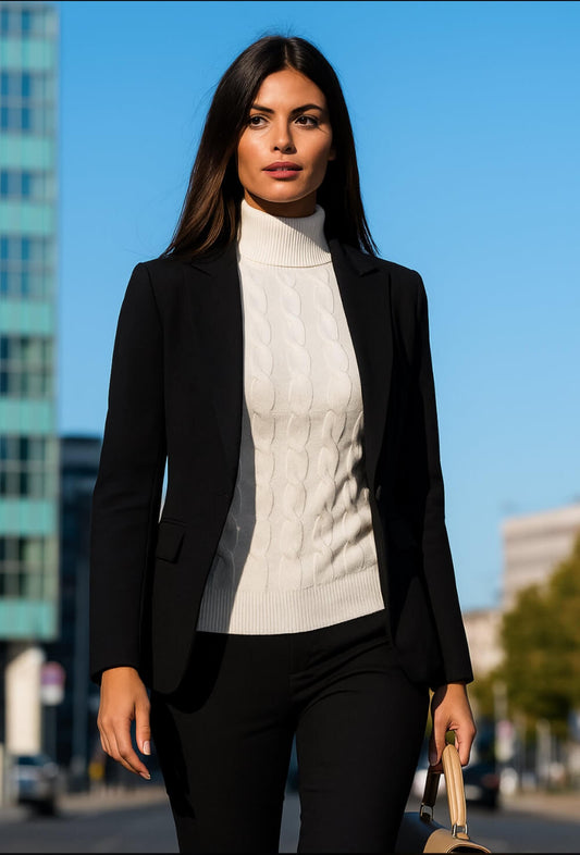 Cashmere Company dolcevita trecce donna bianco cashmere e lana Made in Italy