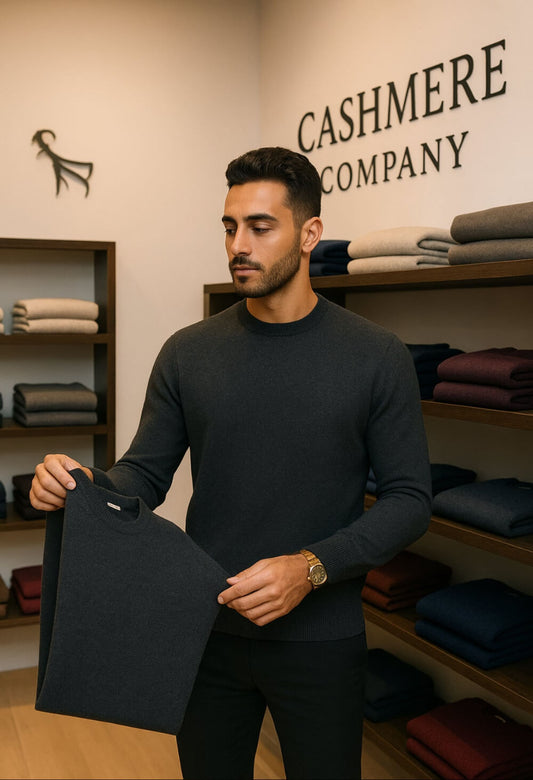 Cashmere Company maglia Uomo girocollo grigio Antracite Lana Merinos