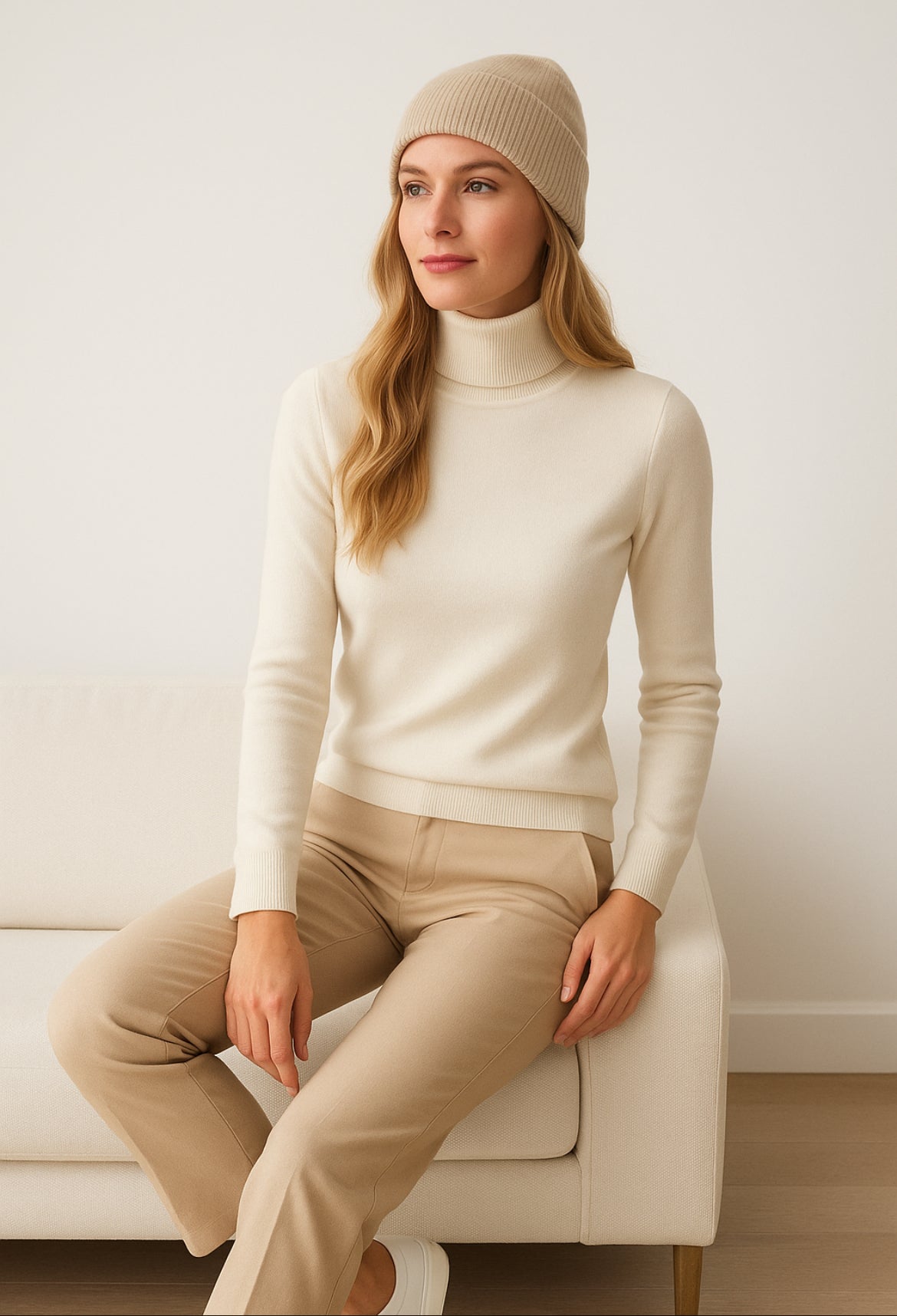 Cashmere Company maglia dolcevita donna bianco Cashmere e Lana Made in Italy