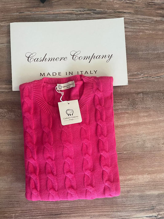 Cashmere Company maglia donna fuxia girocollo lana e cashmere made in italy