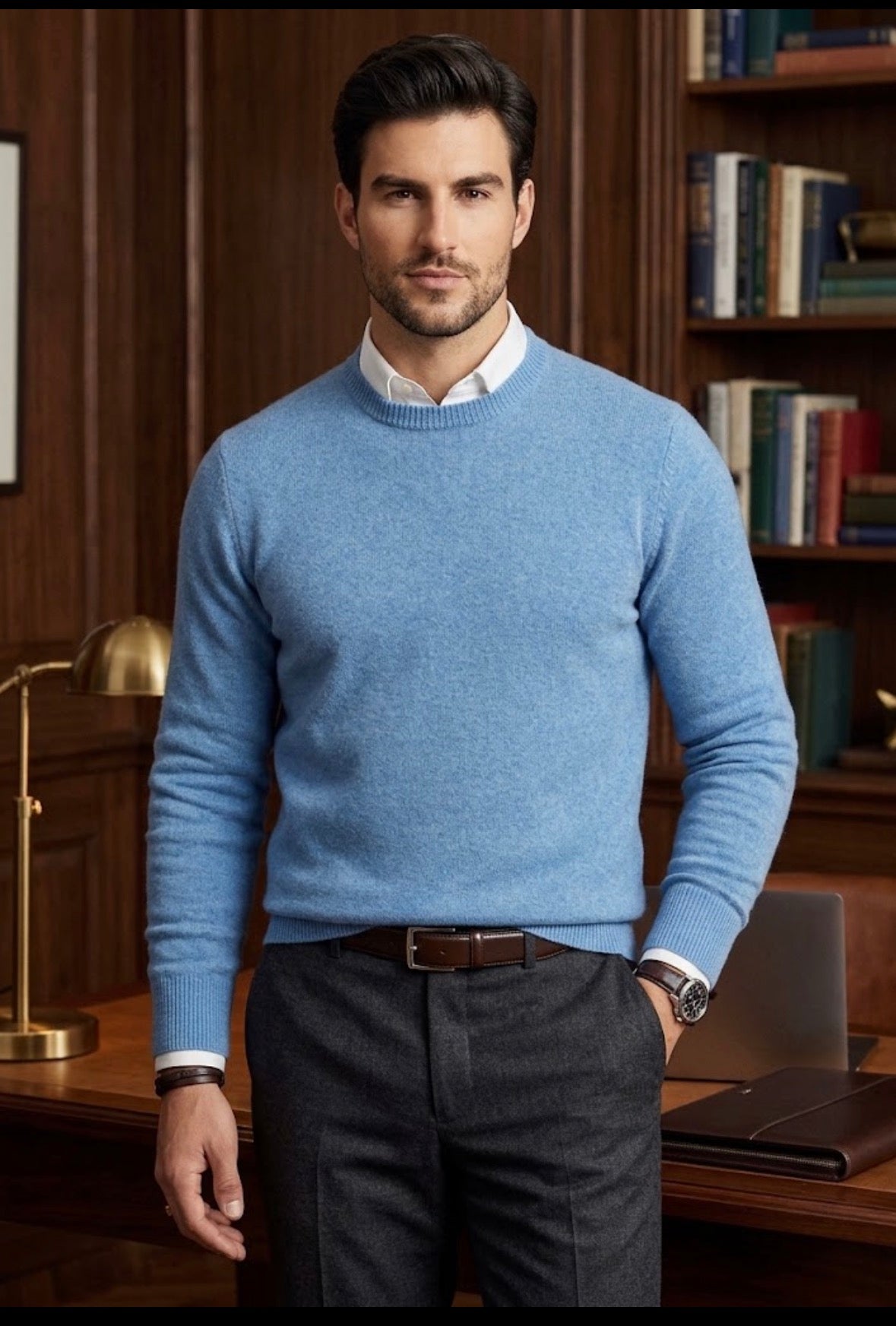 Cashmere Company maglia uomo Cashmere lana e seta girocollo Made in Italy , sottogiacca 