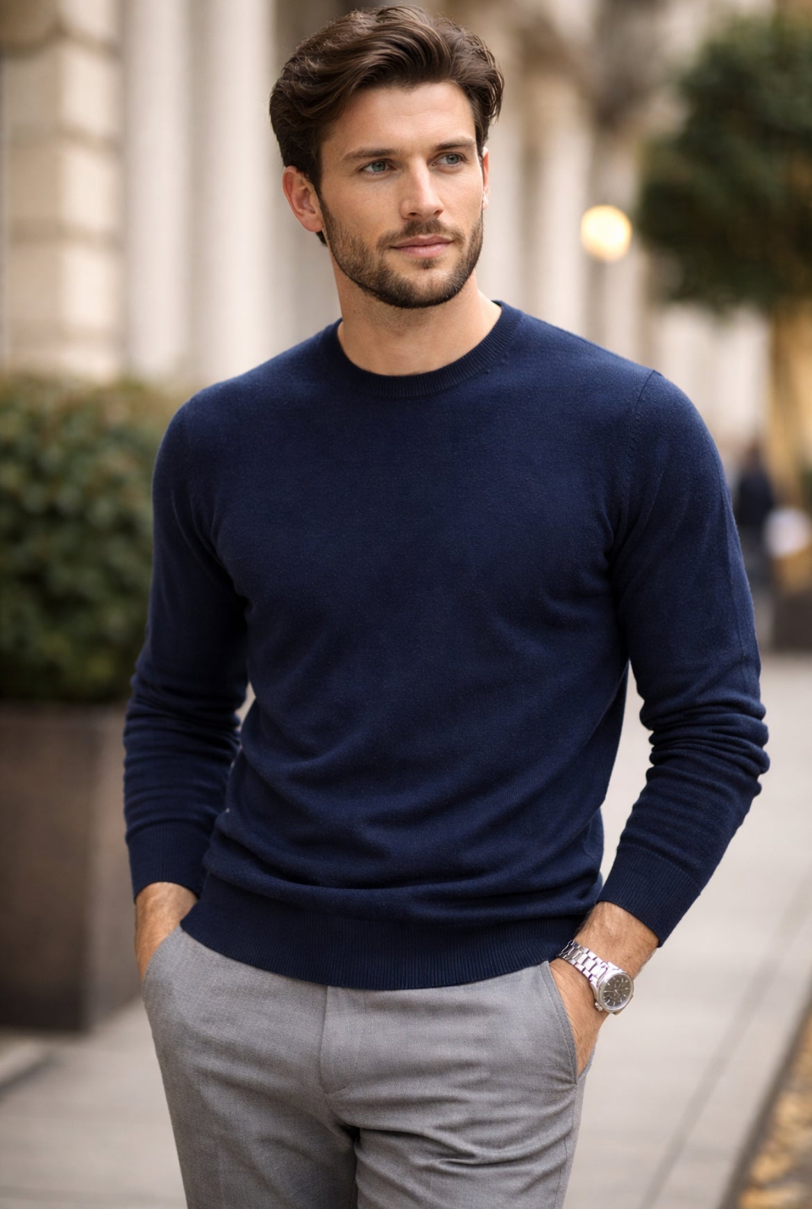 Cashmere Company maglia uomo blu Cashmere e lana e seta Made in Italy 