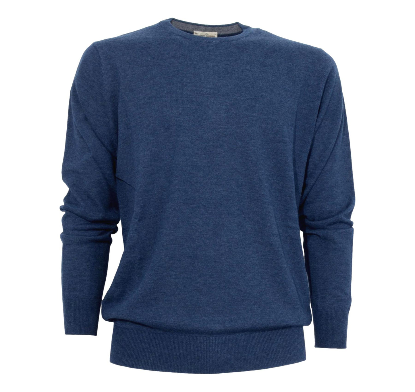 Cashmere Company maglia uomo blu denim girocollo, cashmere lana e seta Made in Italy