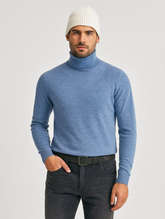 Cashmere Company maglia uomo dolcevita azzurro