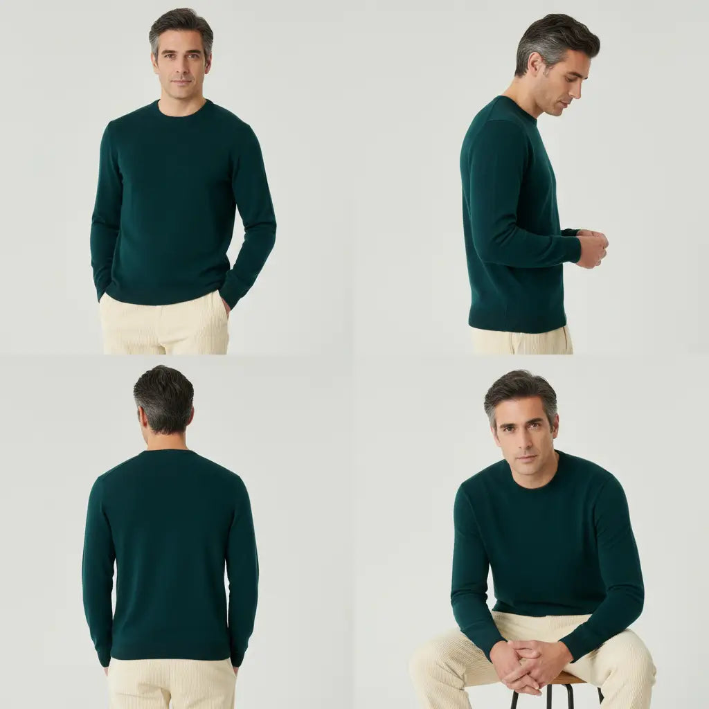 Cashmere Company maglia uomo verde  cashmere lana e cotone Made in Italy