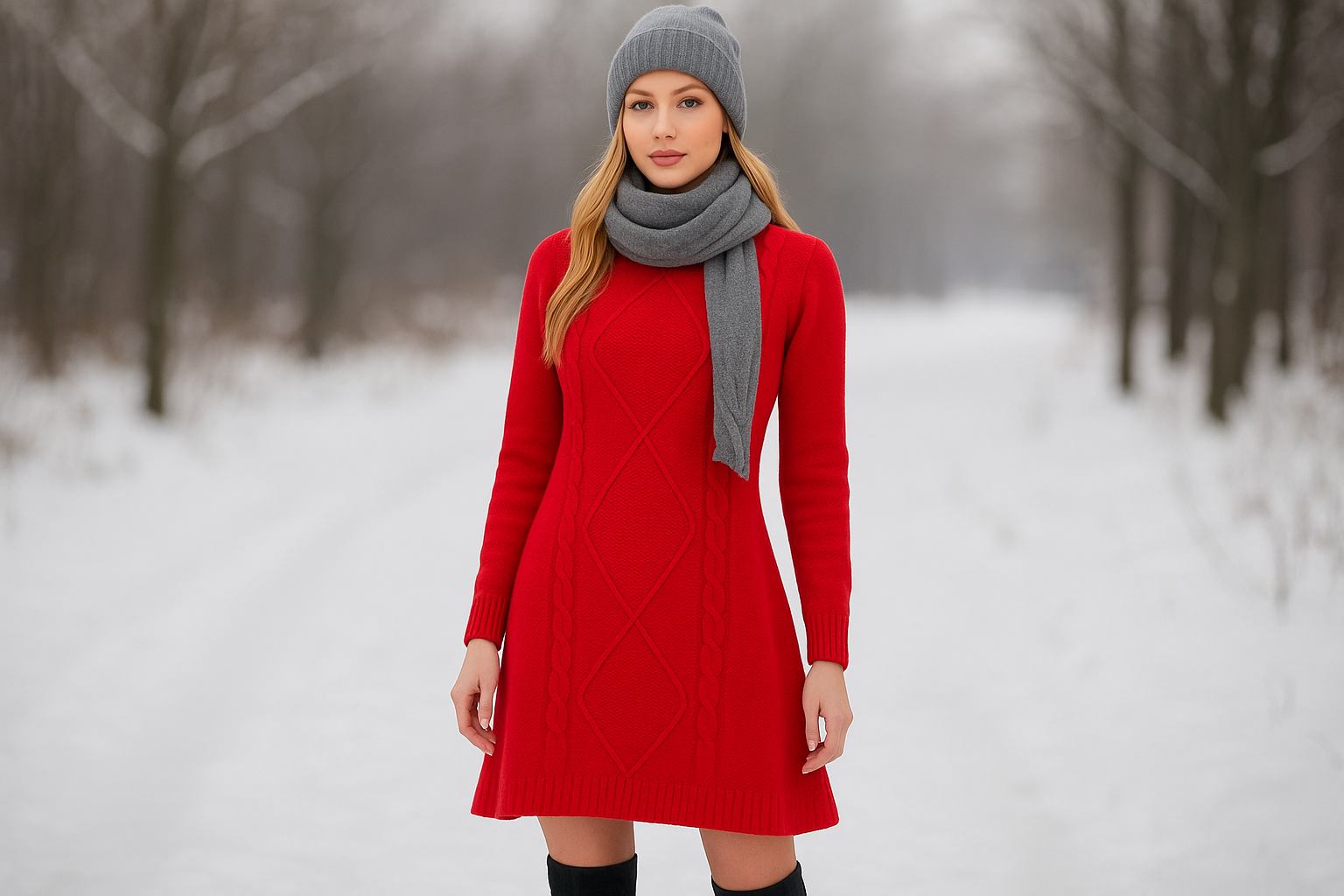 Cashmere Company vestito donna rosso cashmere Made in Italy
Vista frontale del vestito rosso a campana