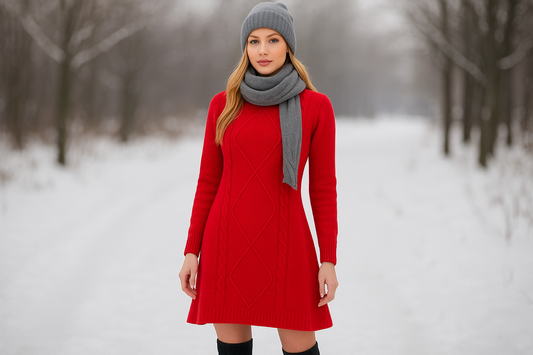 Cashmere Company vestito donna rosso cashmere Made in Italy
Vista frontale del vestito rosso a campana