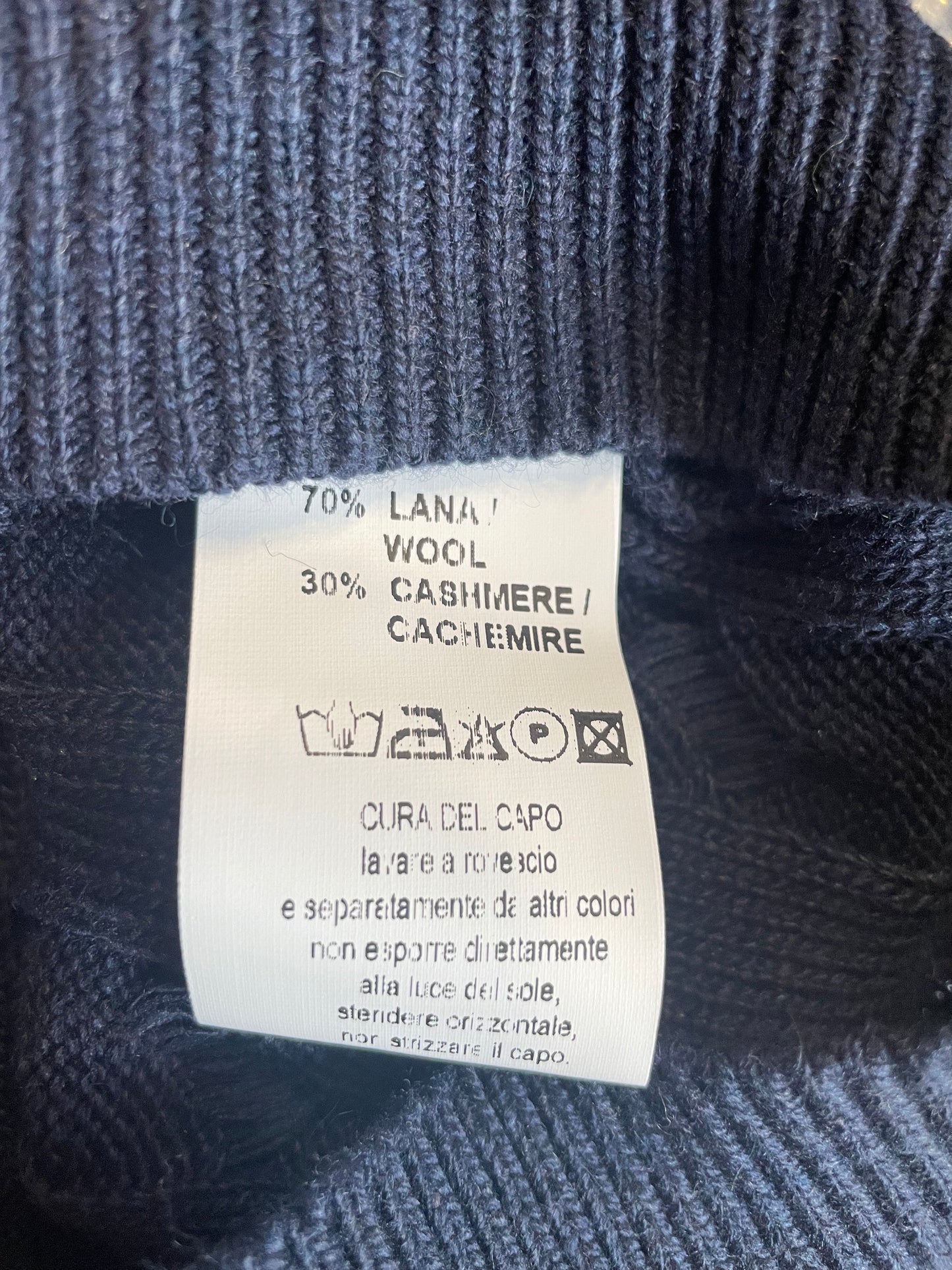 Maglia Donna Blu Girocollo Trecce | Cashmere Company, Lana e Cashmere, Made in Italy | Morbida, Elegante, Perfetta per l'Inverno