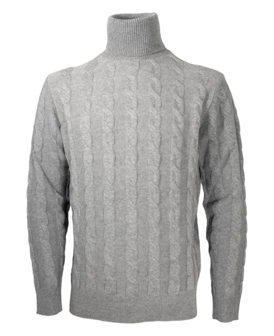 Cashmere Company maglia uomo grigio dolcevita trecce Made in Italy lana e Cashmere