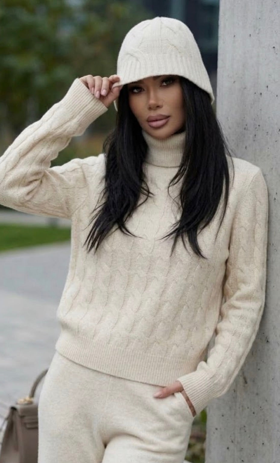 Dolcevita Cashmere e lana bianco trecce Cashmere Company made in Italy