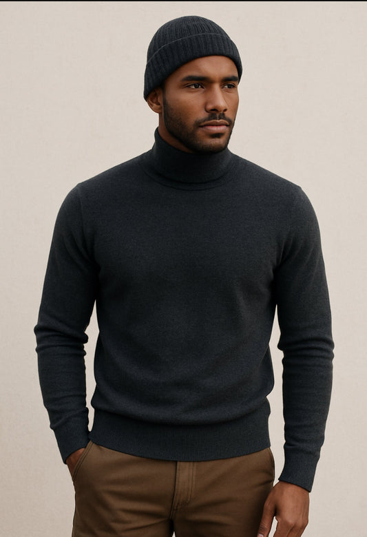 Dolcevita Uomo Grigio Antracite Cashmere - Lana Seta Made in Italy