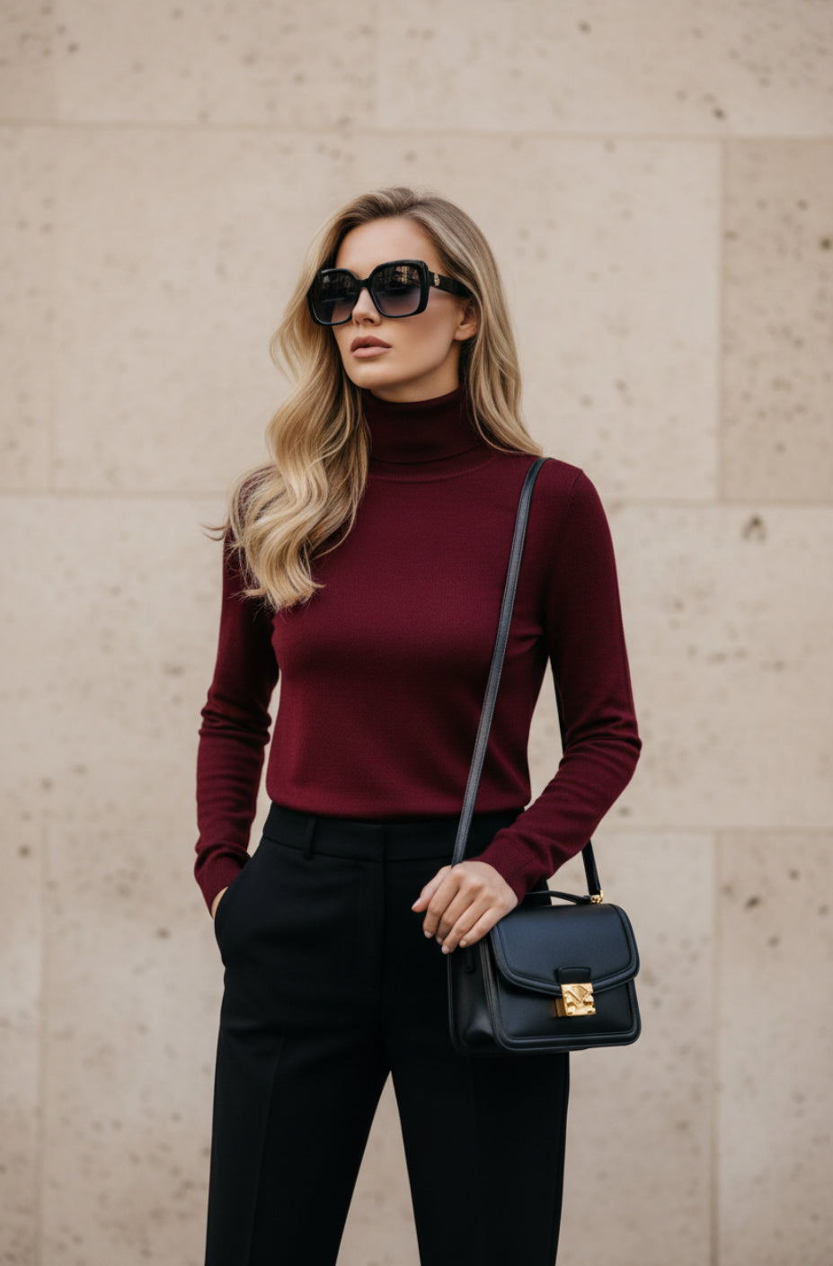 Dolcevita donna bordeaux in lana rasata 